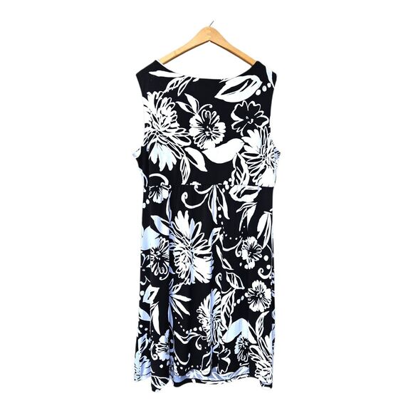 Style&Co Black White Floral Sleeveless Tank Dress Sz 1X Babydoll Stretch - Picture 2 of 7